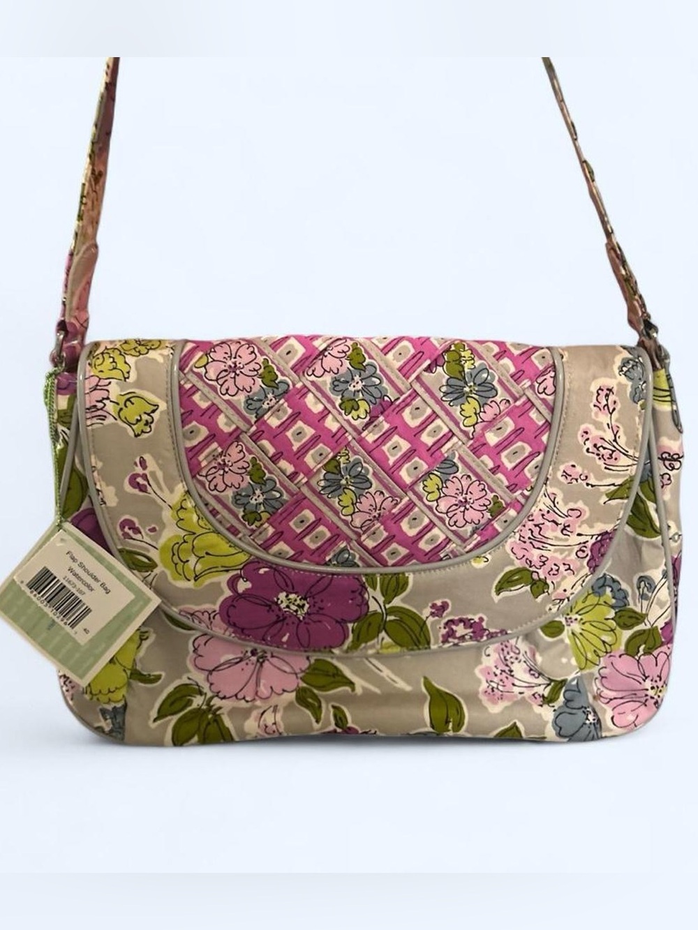 Vera Bradley flap shoulder bag in watercolor print NWT